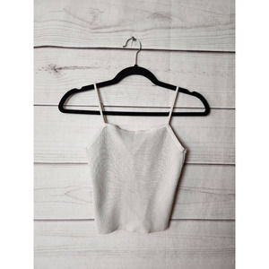 Abercrombie & Fitch Womens Camisole Cami Top Off White Cropped Ribbed Knit M